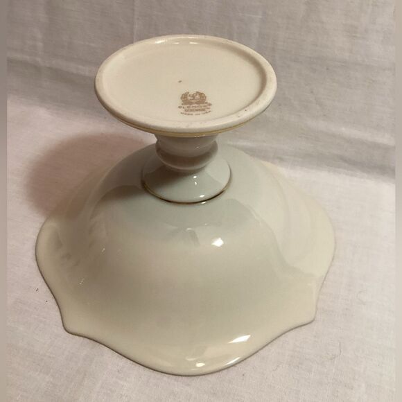 Lenox Serenade Floral Footed Bowl with Bird Design Cream & Gold USA Made Dish - Picture 8 of 12